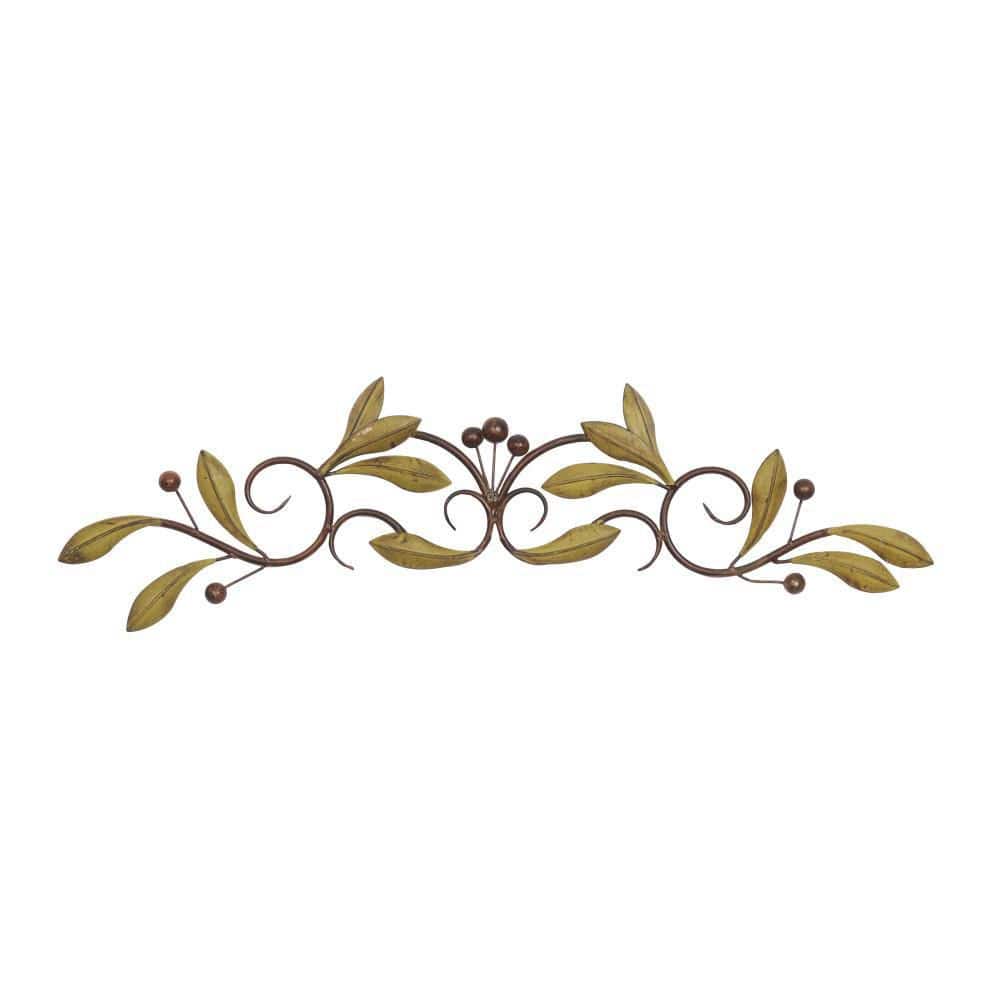 Litton Lane Metal Green Leaf Wall Decor 63084 The Home Depot