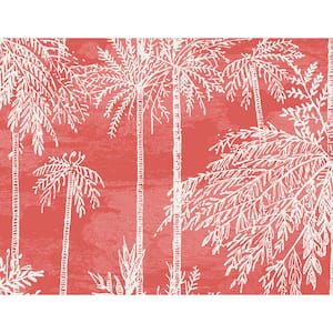 60.75 sq. ft. Coastal Haven Coral Palm Grove Embossed Vinyl Unpasted Wallpaper Roll