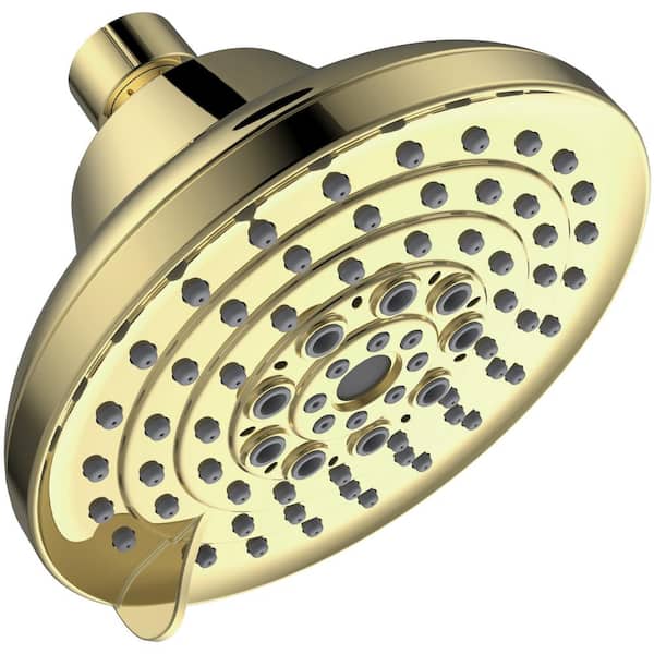 Unbranded 6-Spray Patterns 5 in. Ceiling Mounted Adjustable Fixed Shower Head with Anti-Clogging Nozzles in Gold
