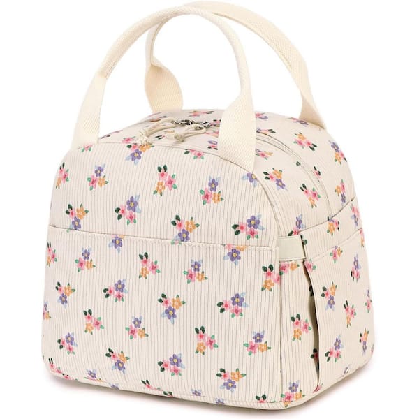 Misopily 3 qt. Insulated Corduroy Lunch Bag for Women and Men, Reusable Cooler Bag for Picnic, Travel, Spacious and Lightweight