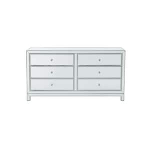 32 in. H x 60 in. W x 18 in. D Timeless Home 6-Drawer in Antique Silver Cabinet