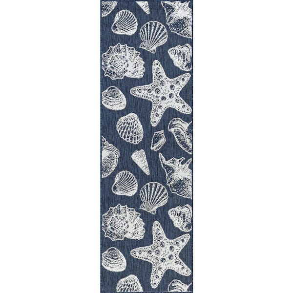 Eco Coastal Navy 2 ft. x 8 ft. Indoor/Outdoor Runner Rug