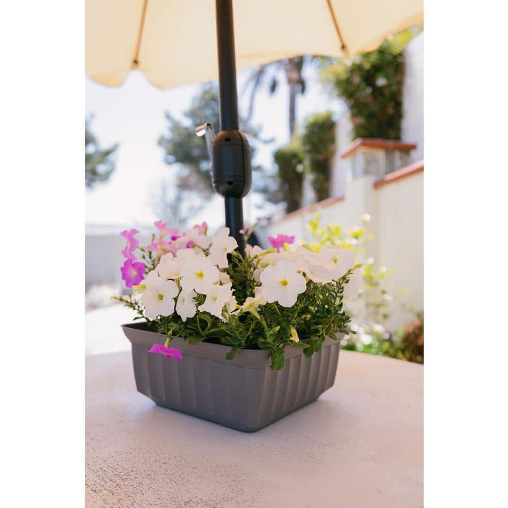 Gray Square HDPE Outdoor Planter with Drainage Holes