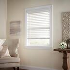 White Cordless Premium Faux Wood blinds with 2.5 in. Slats - 59.5 in. W x 64 in. L (Actual Size 59 in. W x 64 in. L)