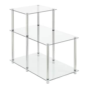 Designs2Go 26 in. Glass/Stainless Classic Standard 2-Step End Table
