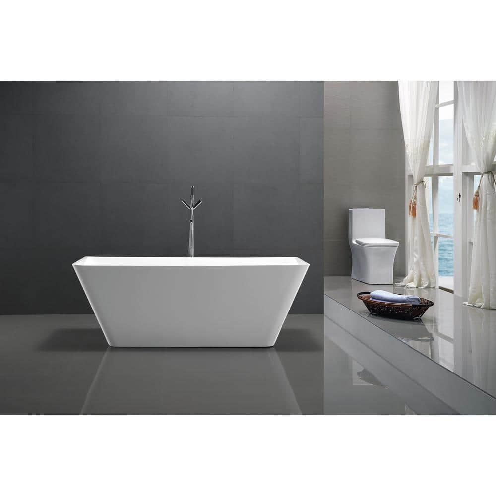 67'' White Acrylic Freestanding Soaking Bathtub