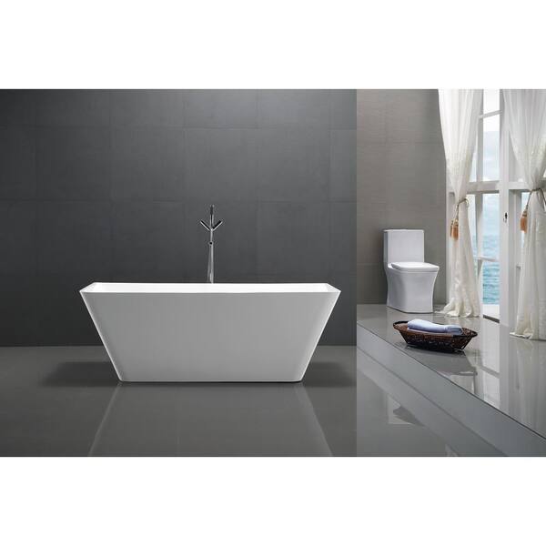 Unbranded - Zenith Series 5.58 ft. Freestanding Acrylic Flatbottom Non-Whirlpool Bathtub in White