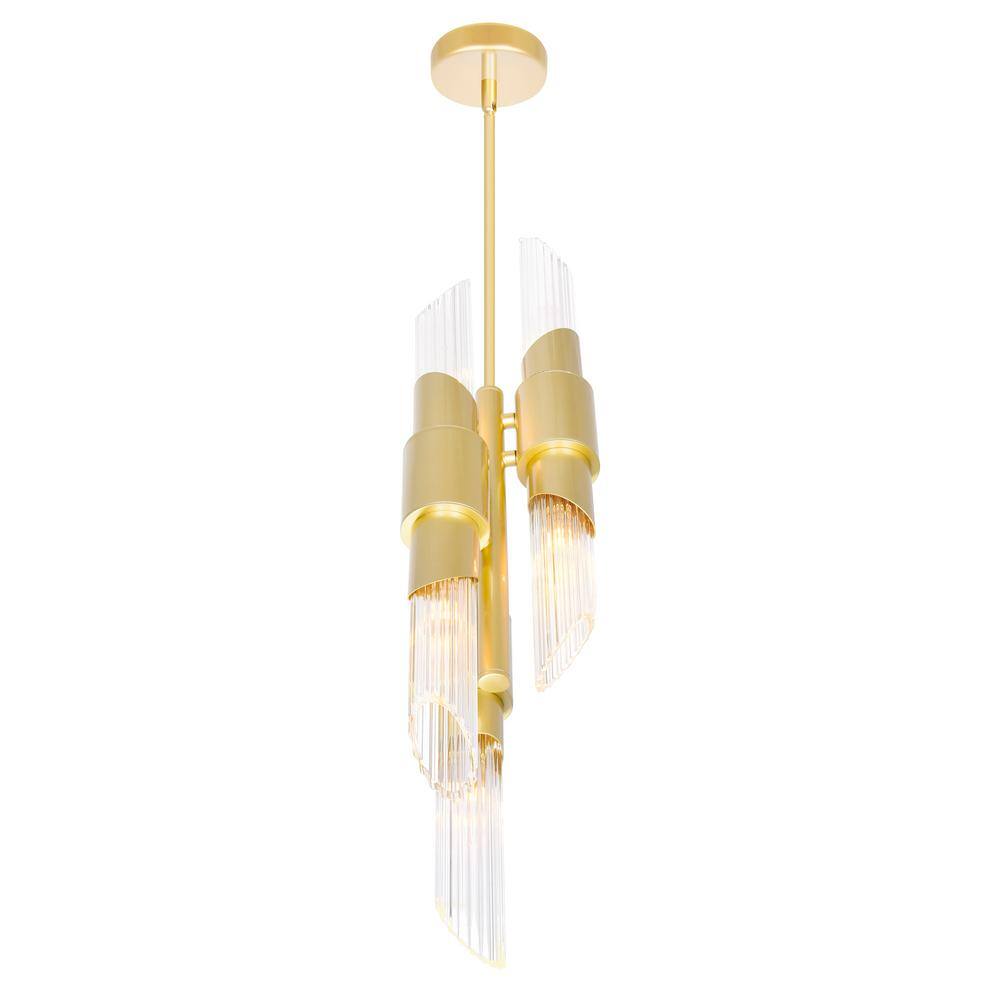 Elegant Mini Croissant 6-Light Gold Pendant with Glass Accents