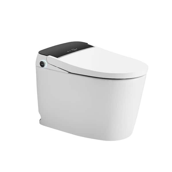 Elongated Smart Bidet Toilet in White with Instant Heating, Heated Seat, Auto Open/Close/Flush, Dual Nozzle and More