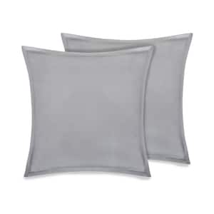 GOTS Certified 100% Organic Cotton Grey 2 in. Flange 26 in. x 26 in. Euro Sham (Set of 2)