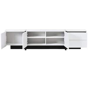 White TV Stand Fits TV's up to 80 in. with High Gloss UV Surface
