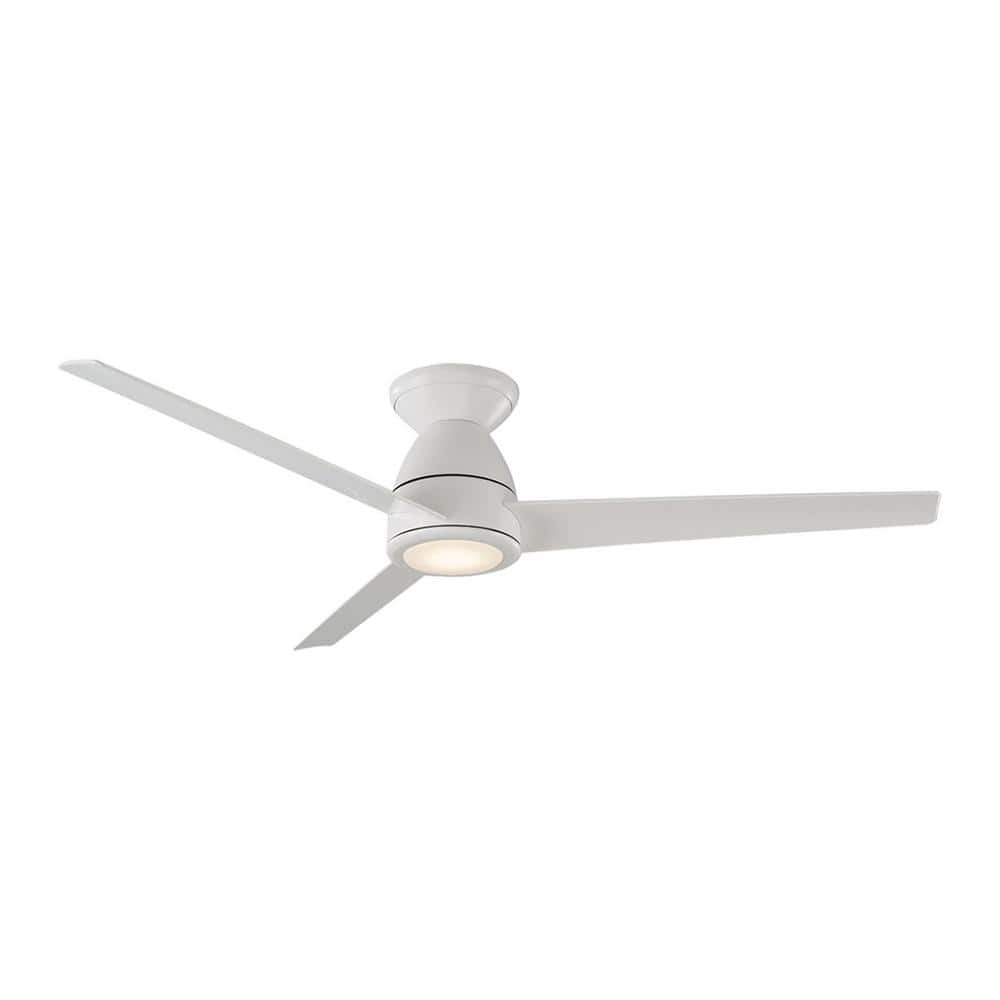 Matte White 52" Smart Flush Mount Ceiling Fan with LED Light and Remote