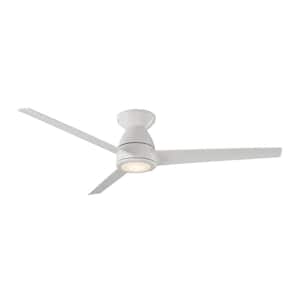 Tip Top 52 in. Smart Indoor/Outdoor 3-Blade Flush Mount Ceiling Fan Matte White with 3000K LED and Remote Control