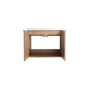 18.1 in. W x 23.6 in. D x 19.3 in . H Bathroom Vanity in Imitative Oak with White Cultured Marble Top