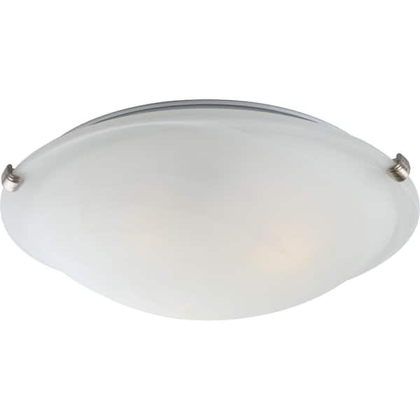 Volume Lighting 5 in. 3-Light Indoor Brushed Nickel Semi-Flush Mount Ceiling Fixture with White Alabaster Glass Bowl/Saucer Shade