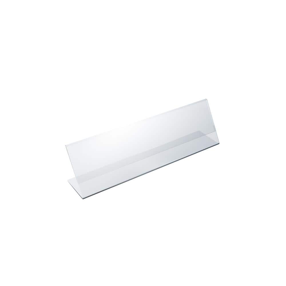 Clear Acrylic L-Shaped Desktop Sign Holder, 8" x 2"