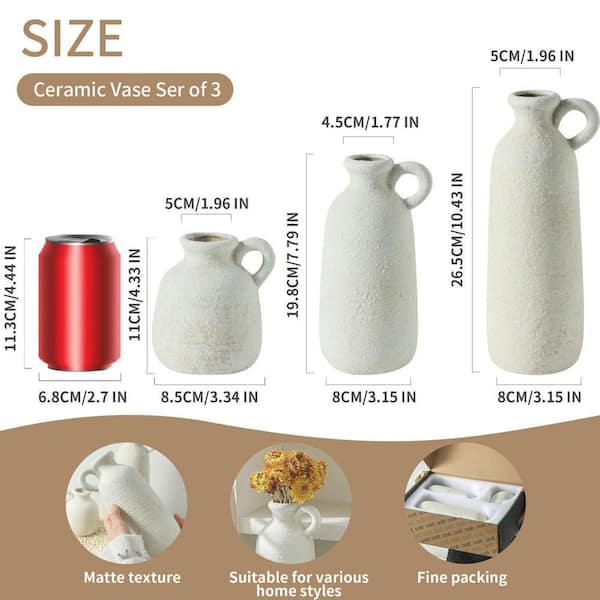 10.43 in. Neutral Rustic Handle Series 6 8 10 in White Ceramic