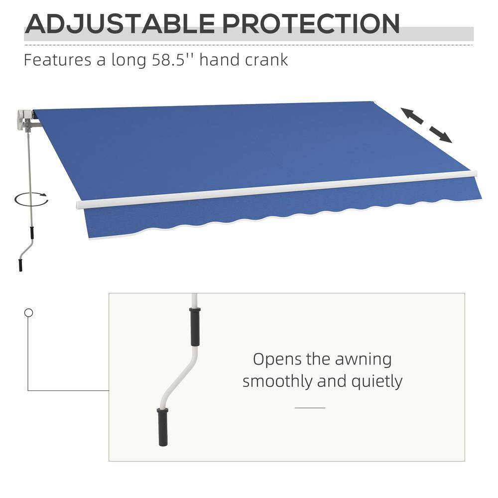 Outsunny 12' x 10' Dark Blue Retractable Patio Awning