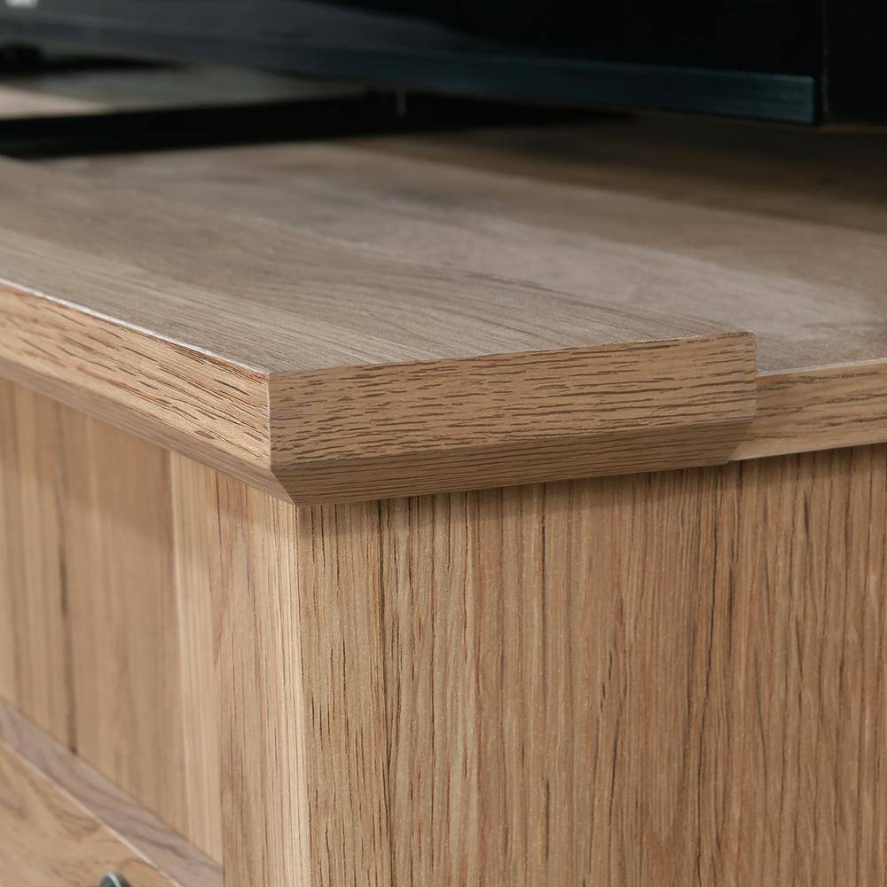 Timber Oak Farmhouse TV Stand with Sliding Barn Doors for 70" TVs