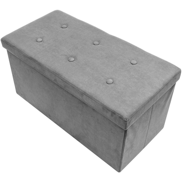 30 in. L x 15 in. W x 15 in. H Gray Collapsible Chest Fabric Bench Storage Box