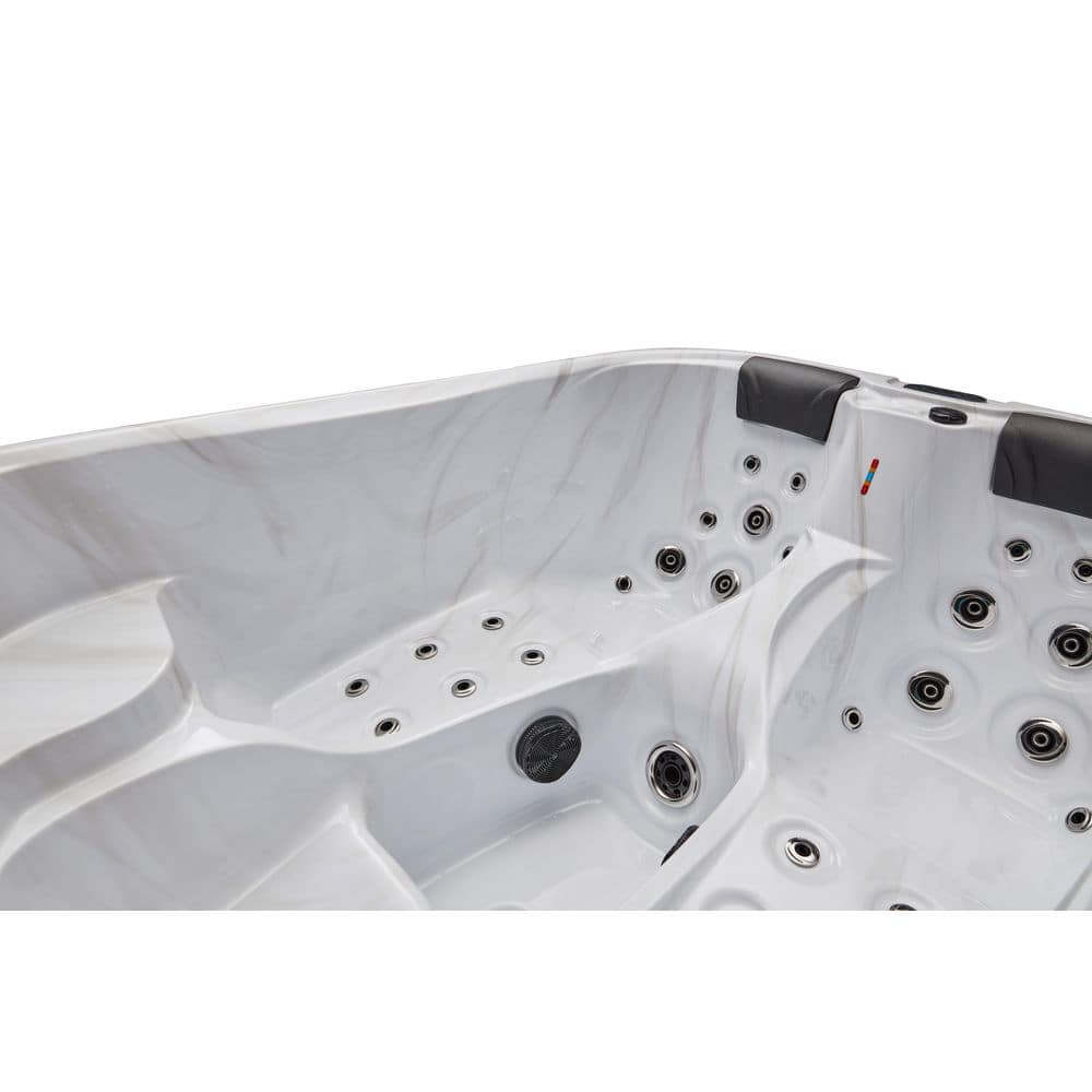 Gray Acrylic 3-Person Rectangle Hot Tub with LED Lighting