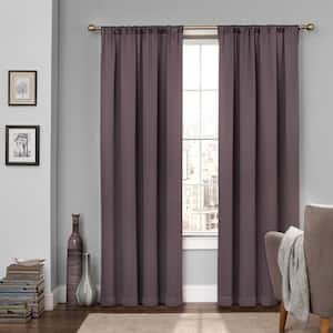 Tricia Grey Solid Polyester 52 in. W x 95 in. L Room Darkening Single Rod Pocket Curtain Panel