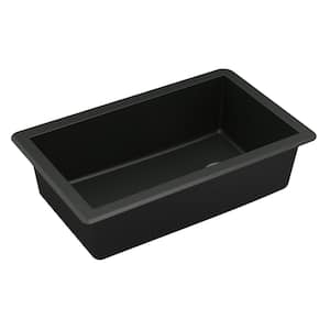 Undermount Quartz Composite 32 in. Single Bowl Kitchen Sink in Black