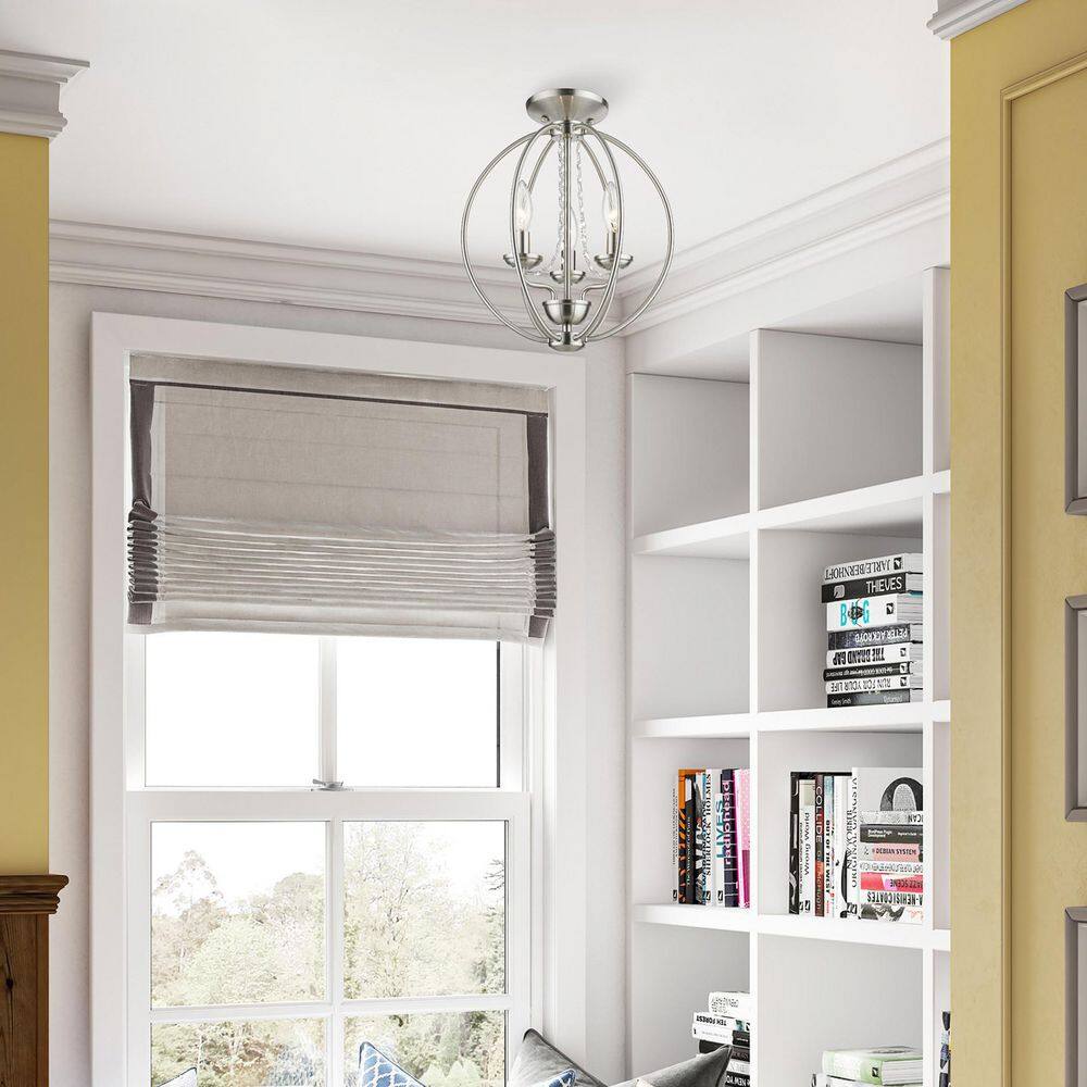 Arabella Brushed Nickel 3-Light Mini Orb Chandelier with Delicate Crystals