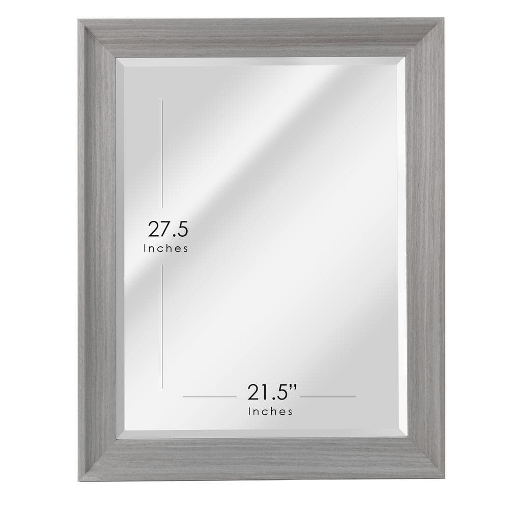 Transitional Gray Wood Beveled Edge Rectangular Wall Mirror