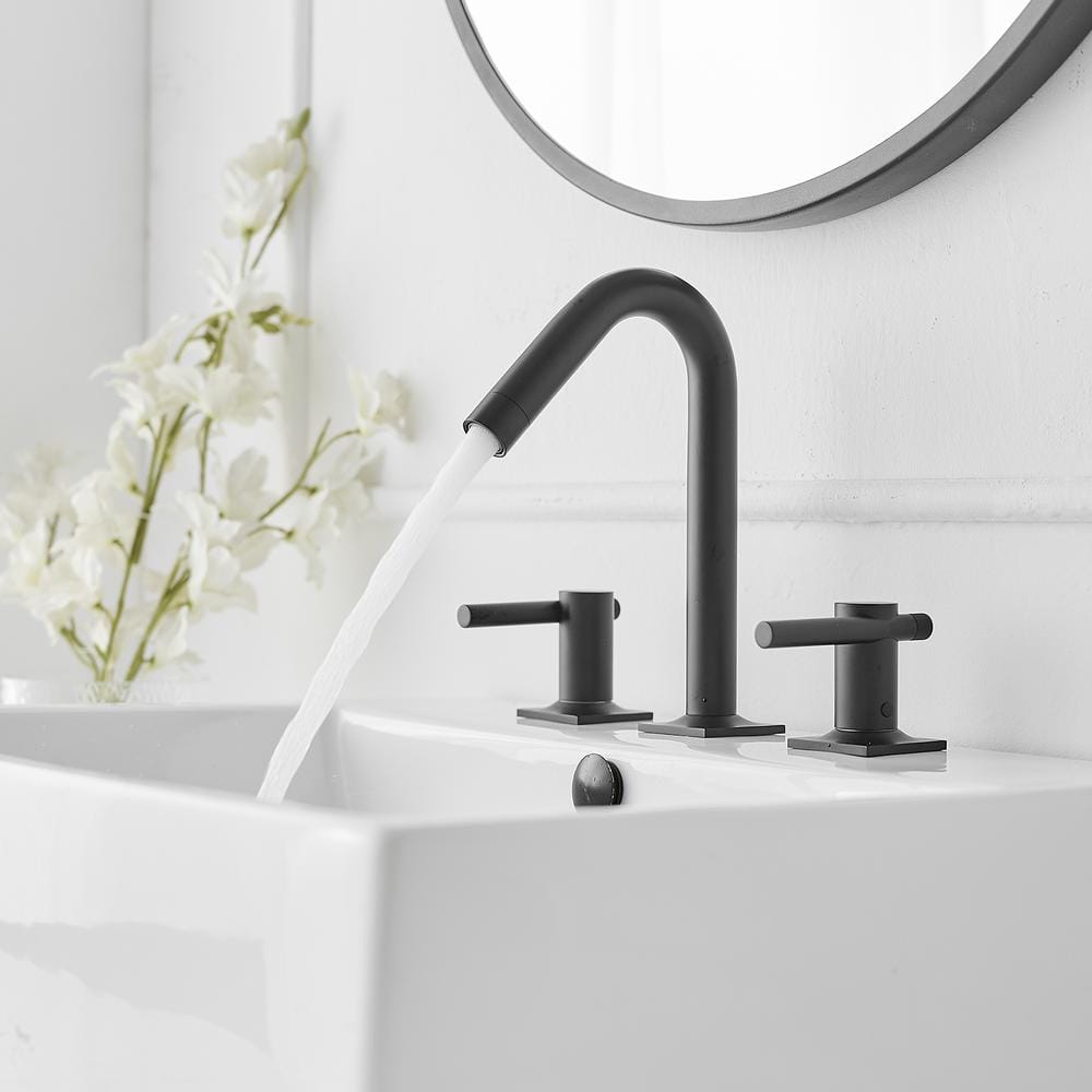 Matte Black 8-Inch Widespread Double Handle Bathroom Faucet