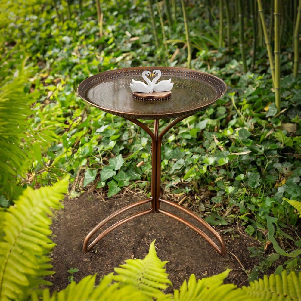 Bronze Copper 20" Metal Bird Bath with Stand