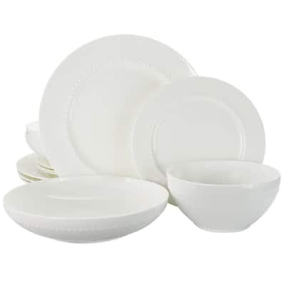GIBSON elite Gracious Dining 3-Piece White Porcelain 2-Tiered Serving ...
