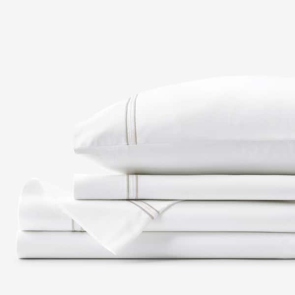 The Company Store Legends Hotel Dorset Stripe 4-Piece Taupe Egyptian Cotton Sateen King Sheet Set