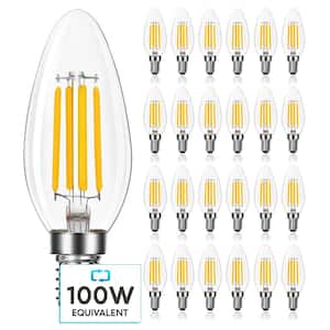 100-Watt Equivalent 7-Watt E12 Base Chandelier LED Light Bulb 3500K Natural White B11 800 Lumens Dimmable (24-Pack)
