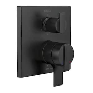 Ara Modern 2-Handle Wall-Mount Valve Trim Kit with 6-Setting Integrated Diverter in Matte Black (Valve not Included)