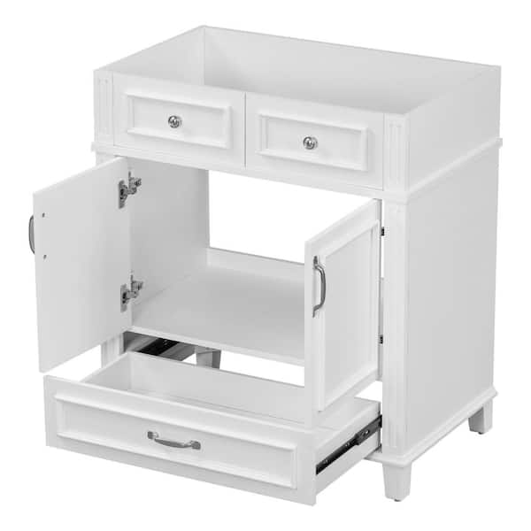 29.37 in. W x 17.8 in. D x 33 in. H Bathroom White Linen Cabinet