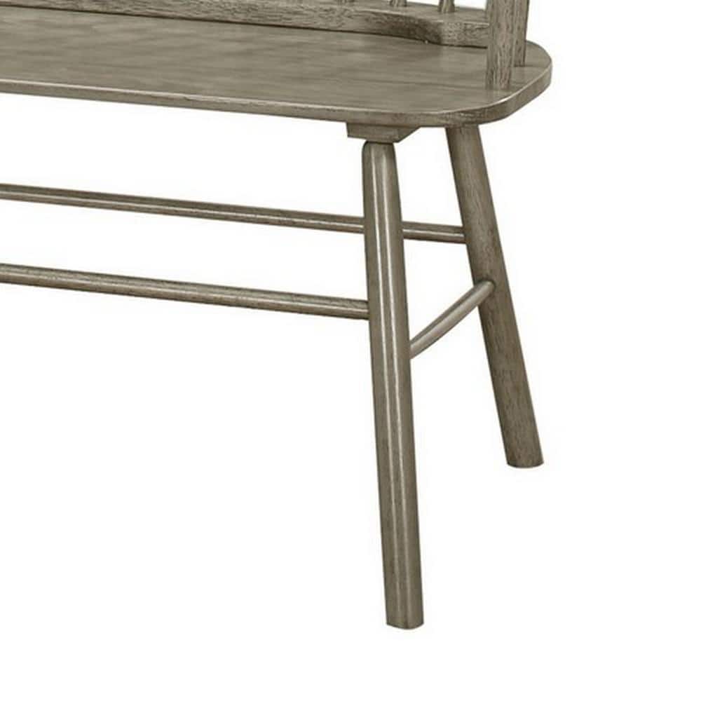 Gray Solid Wood Spindle Back Bench with Splayed Legs, 48"