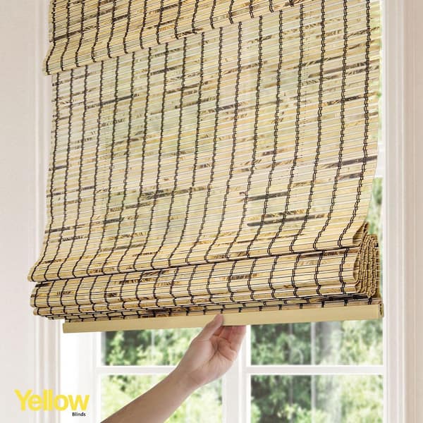 YELLOW BLINDS 39 in. W x 64 in. L Natural Woven Cordless Light