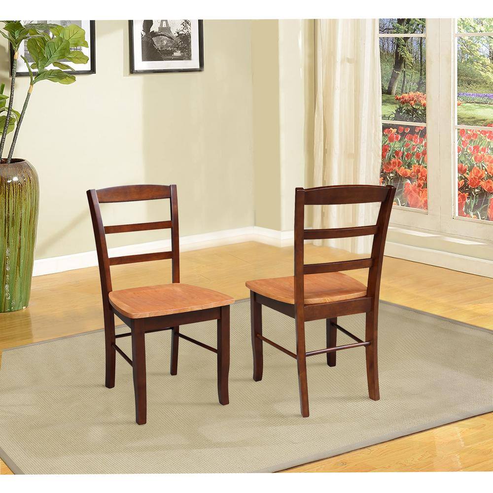 Elegant Black Wood Ladderback Side Chair Set of 2