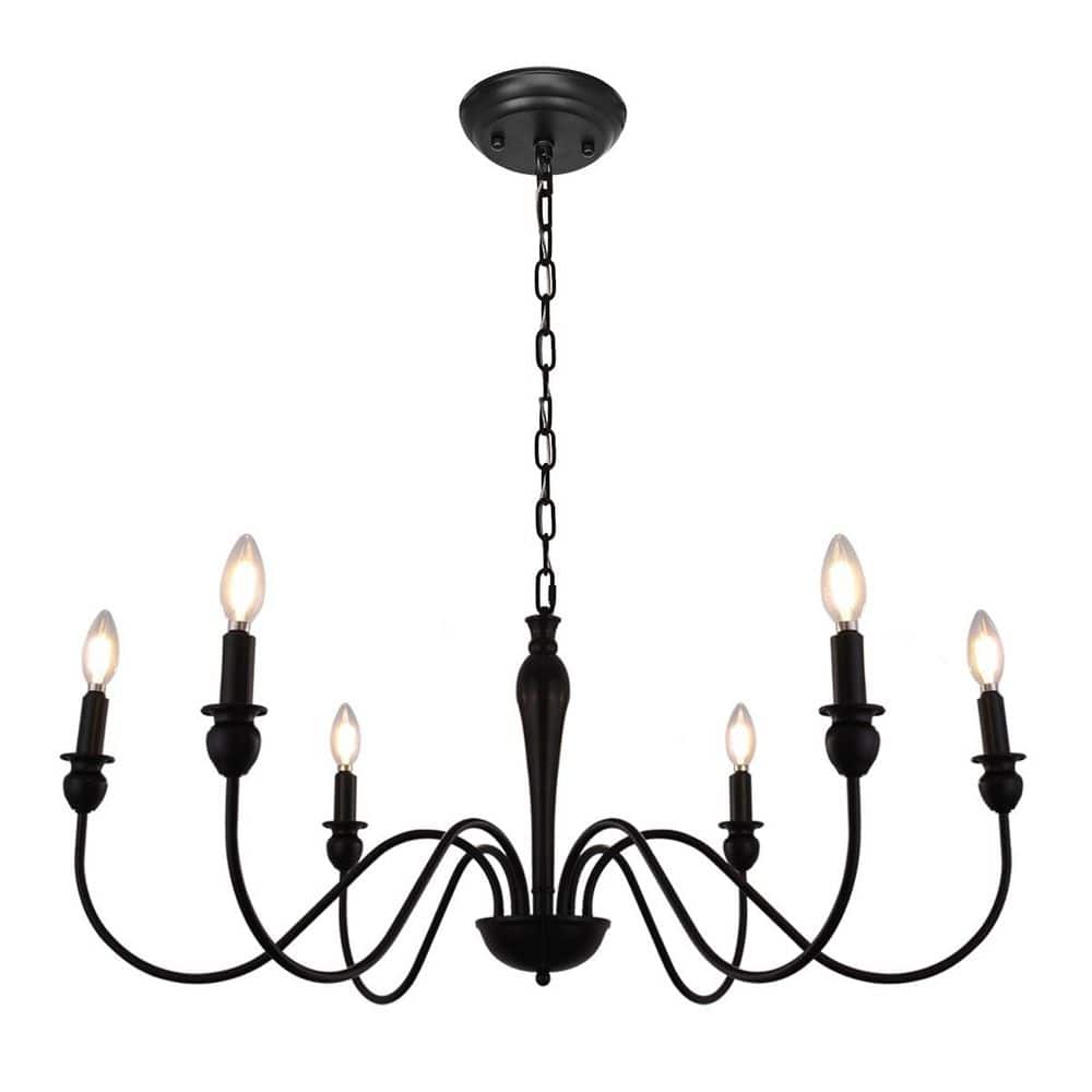 Industrial Vintage 8-Light Mattle Black Iron Candlestick Chandelier for Dining Room with E26 Bulb Base price history on PriceWatchPro