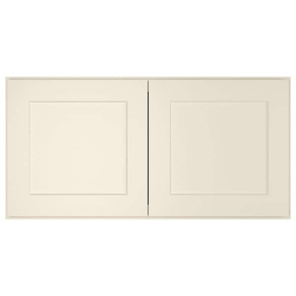 36-in. W x 24-in. D x 18-in. H in Shaker Antique White Plywood Ready to Assemble Wall Bridge Kitchen Cabinet 2 Doors