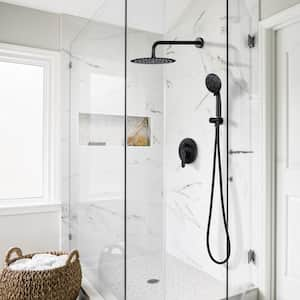 1-Spray Patterns 1.8 GPM 10 in. Wall Mount Rain Fixed Shower Heads with 4.5 in. Hand Showerhead in Oil Rubbed Bronze