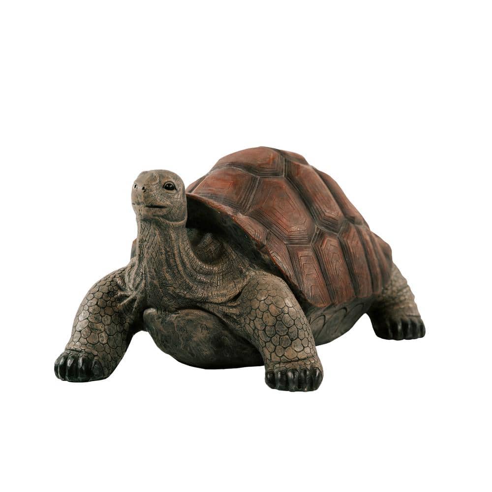 28" Brown and Black Concrete Tortoise Garden Statue