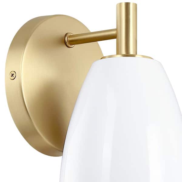 Designers Fountain - Biba 5.25 in. 1-Light Brushed Gold Modern Wall Sconce with Ice Mist Metal Shade