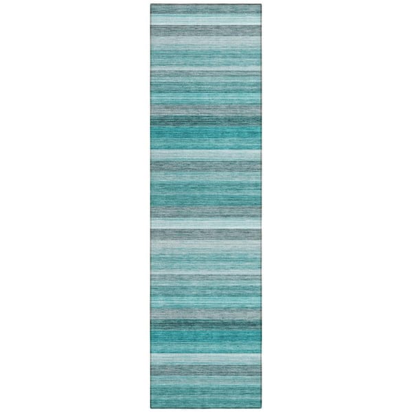 Chantille ACN535 Teal 2 ft. 3 in. x 7 ft. 6 in. Machine Washable Indoor/Outdoor Geometric Runner Rug