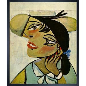 Portrait of woman in d`hermine pass(Olga) by Pablo Picasso Studio Wood Framed Oil Painting Art Print 21.5 in. x 25.5 in.