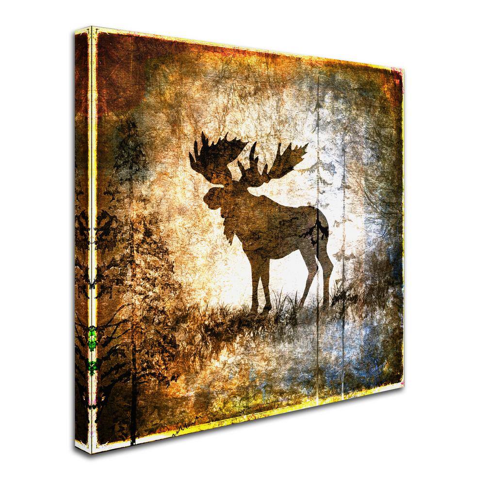 High Country Moose Brown Silhouette Canvas Art with Floater Frame