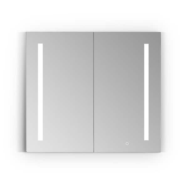 Altair Catola 36 in. W x 32 in. H Small Rectangular Silver Recessed/Surface Mount Medicine Cabinet with Mirror and Lighting