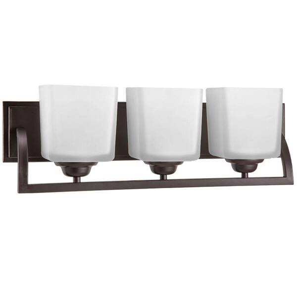 Hampton Bay Cankton 3-Light Highlighted Espresso Vanity Light with Frosted Glass Shades