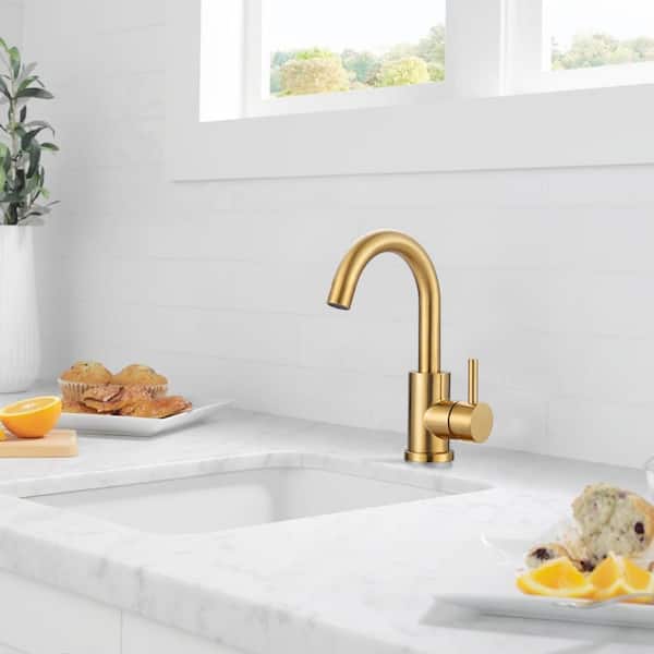 Single Handle Bar Faucet with All Mounting Hardware in Gold